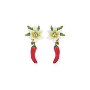 LES NEREIDES Red Chilli And Flower Hoop Earrings | APVE1061